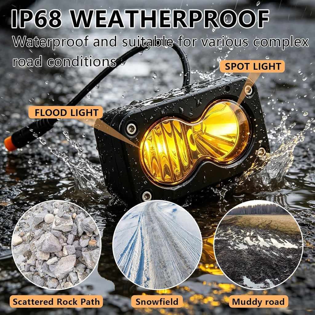 LED Headlight for Ebike, Baja Style Light 6500K 20W Waterproof Compatible with Ridstar Q20 RadRunner RadMini RadRover RadExpand, 3Pin 12V-60V for Ebike Light