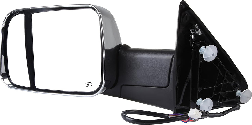 A Pair Heated Towing Mirrors Fits 2009-2010 for Dodge for Ram 1500 2011-2016 for Ram 1500 2500 3500 Chrome, Power Adjusted View Mirror with Turn Signal Indicator