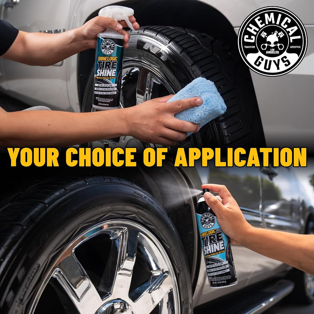 Chemical Guys ShineLogic Tire Shine 3-Pack, Deep Wet Black Shine, Safe for Cars, Trucks, Motorcycles, RVs & More, (3-20 fl oz) - TVD1202003