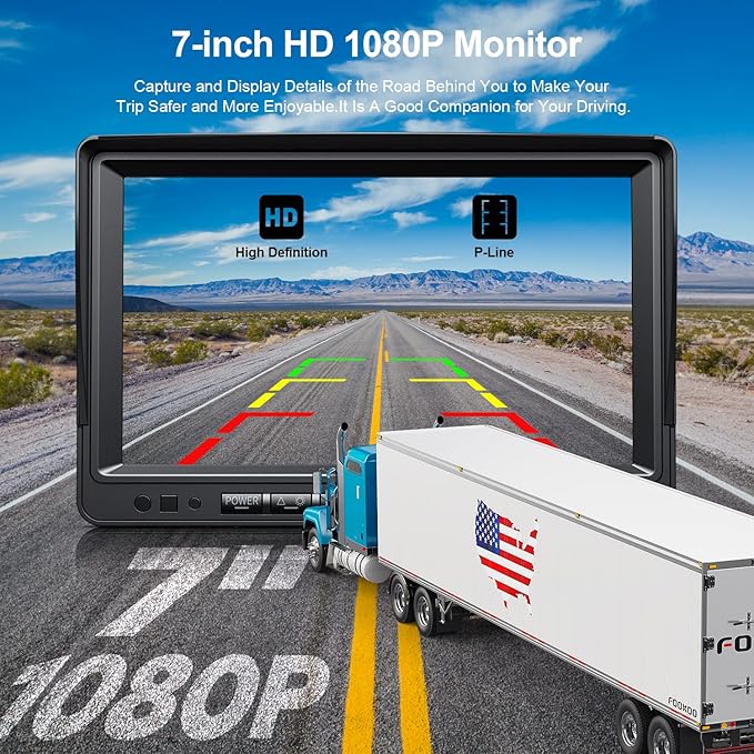 Fookoo 1080P 7" Wireless Backup Camera System, IP69 Waterproof Rear View Front - Image 2