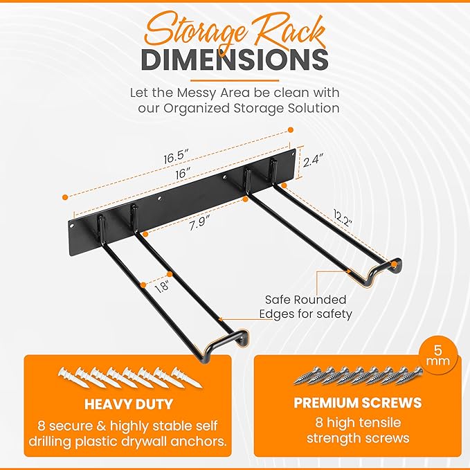 Heavy Duty Folding Chair & Tool Rack – Wall Mount Organizer - Image 4