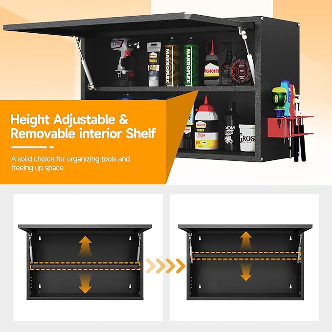 Metal Wall Cabinet with Up-flip Door, Metal Wall Storage Cabinet with - Image 4