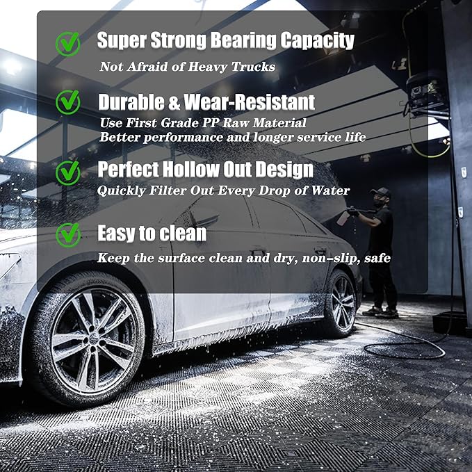 12 Pack 16"x 16"Interlocking Garage Floor Tiles, Modular Drainage Floor Mat - Image 5