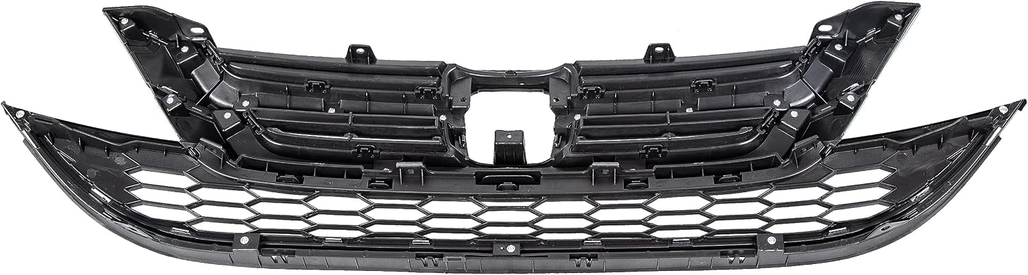 KUAFU Front Bumper Upper & Lower Grille Grill Compatible with 2010-2011 Honda CRV CR-V Replacement for 71123-SWN-H11 71121-SWN-H11 Hood Mesh Radiator Grille Grill Chrome Painted Silvery+Black