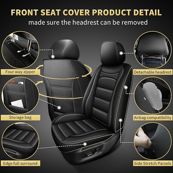 AOMSAZTO Ford Ranger Seat Covers: Front Seat Covers Custom Fit 2019 2020 2021 - Image 2