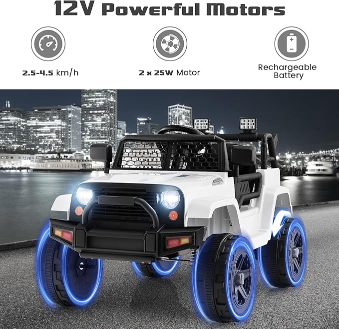 OLAKIDS Kids Ride On Truck, 12V Electric Vehicle Jeep Car - Image 3