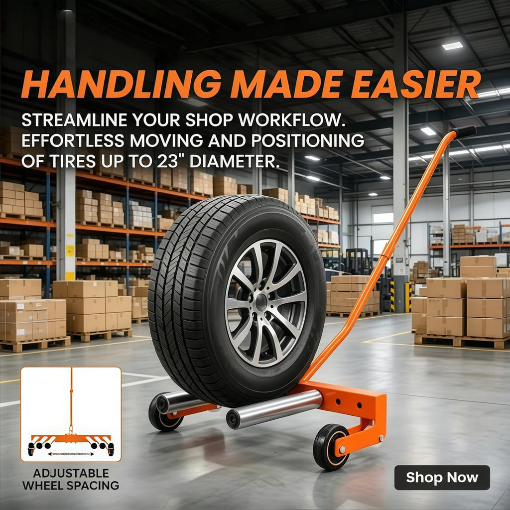 Heavy Duty Wheel Dolly 800lbs, Tire Dolly with 8in Smooth Rollers & Locking Screws, Tire Lifting Tool for Trucks & Trailers, Flat Rolling Dolly for Tire Change and Skid Steer