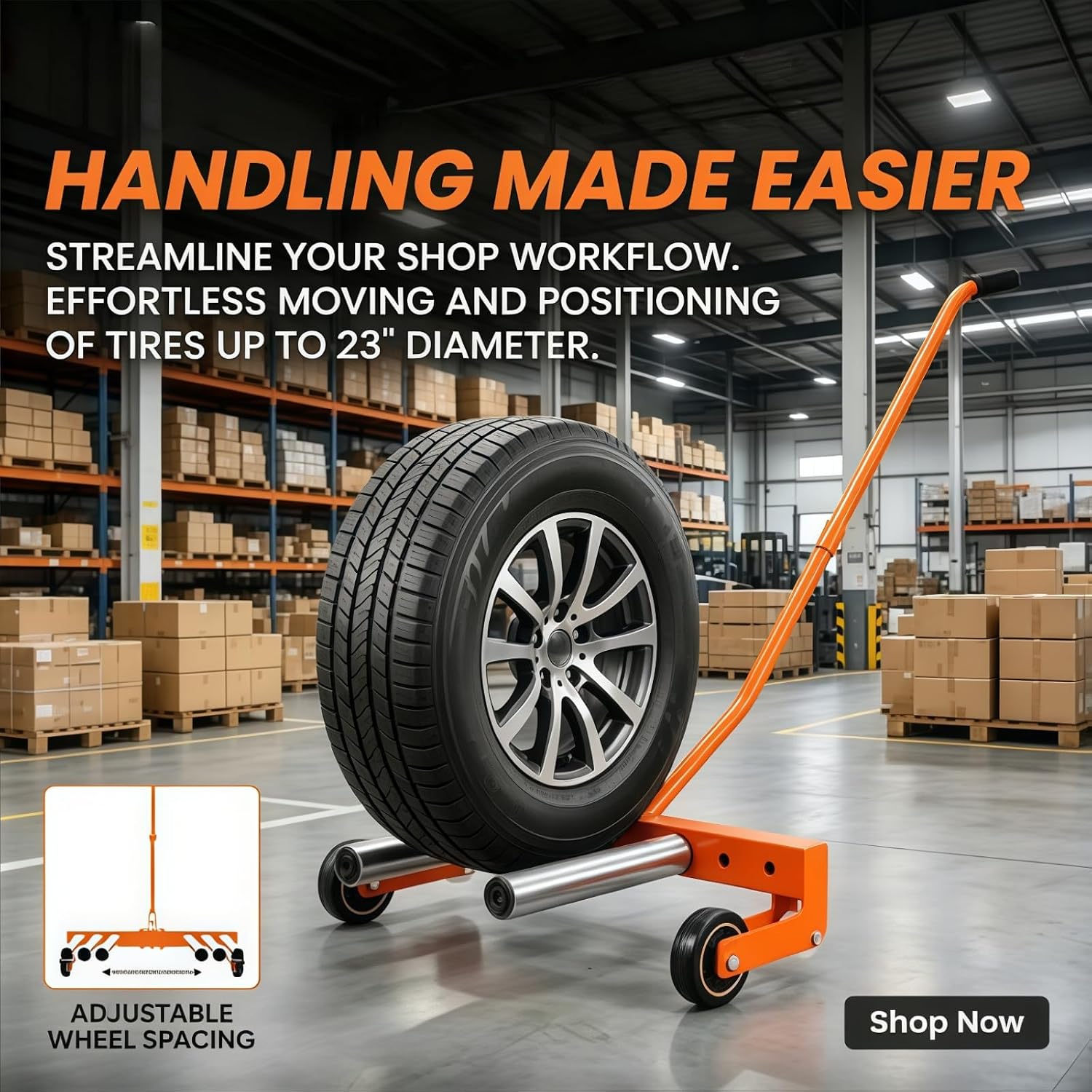 Heavy Duty Wheel Dolly 800lbs, Tire Dolly with 8in Smooth Rollers & Locking Screws, Tire Lifting Tool for Trucks & Trailers, Flat Rolling Dolly for Tire Change and Skid Steer