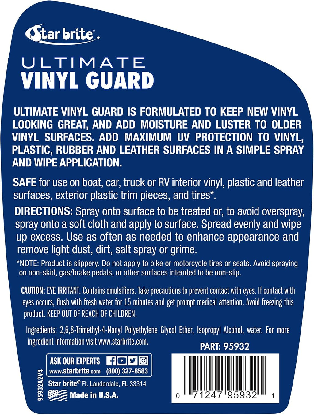 STAR BRITE Ultimate Vinyl Guard - Spray on Protection & Shine - Prevent Fading & Cracking - for Vinyl, Leather, Plastic & Rubber - 32 OZ (095932)
