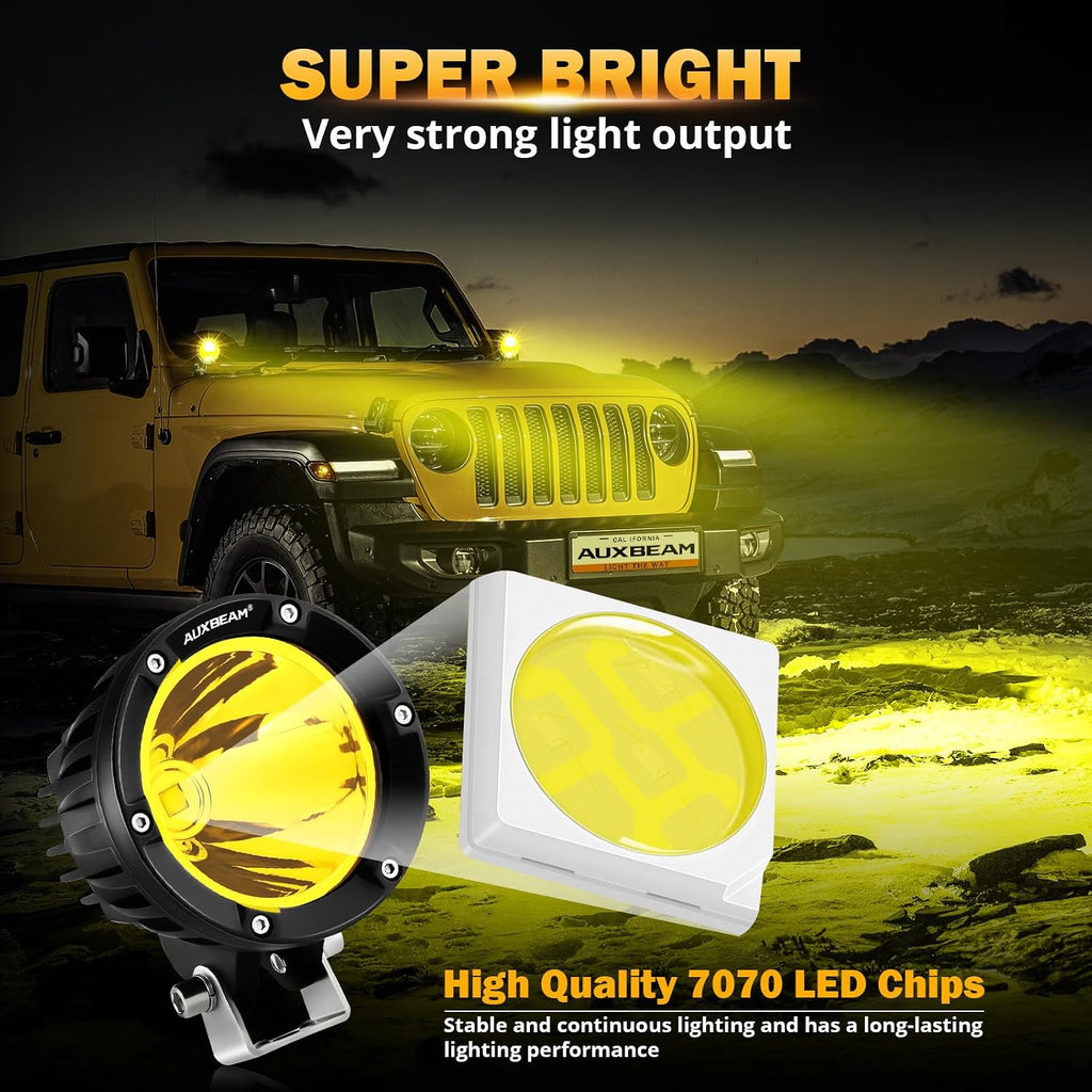 auxbeam c4 series 4in 72w led light pod shown in use