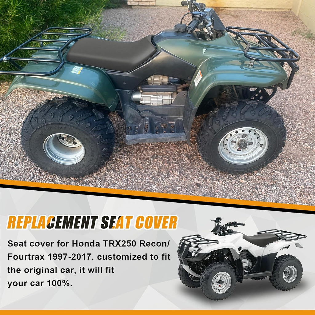 Seat Cover Replacement for 1997-2017 Honda TRX250 Recon Fourtrax, Heavy Duty Leather Seat Cover, Charcoal