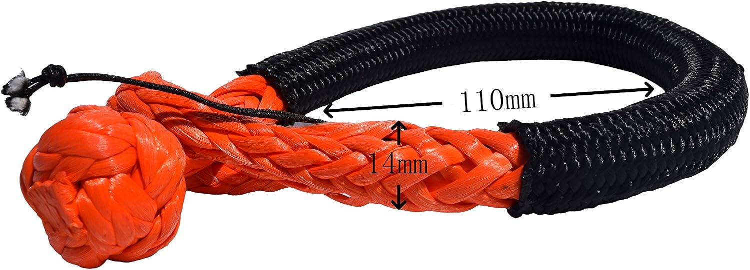 QIQU Synthetic Soft Shackle for Boating ATV UTV SUV 4X4 Truck Recovery Together with Recovery Rope 1 Pack (5/16'', Orange)