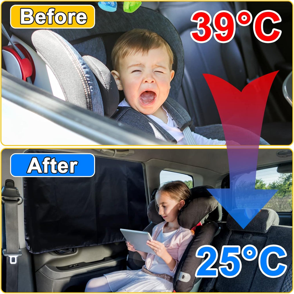 Lechin Magnetic Car Side Window Sun Shades for Baby, 2 PCS, 31.5 x 20 in | 10 M40 Magnets, UPF50+, Block Heats and UV Rays