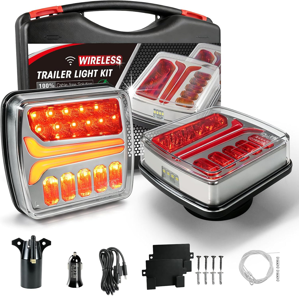 nealia cd033 magnetic wireless trailer lights, led tow, main product view