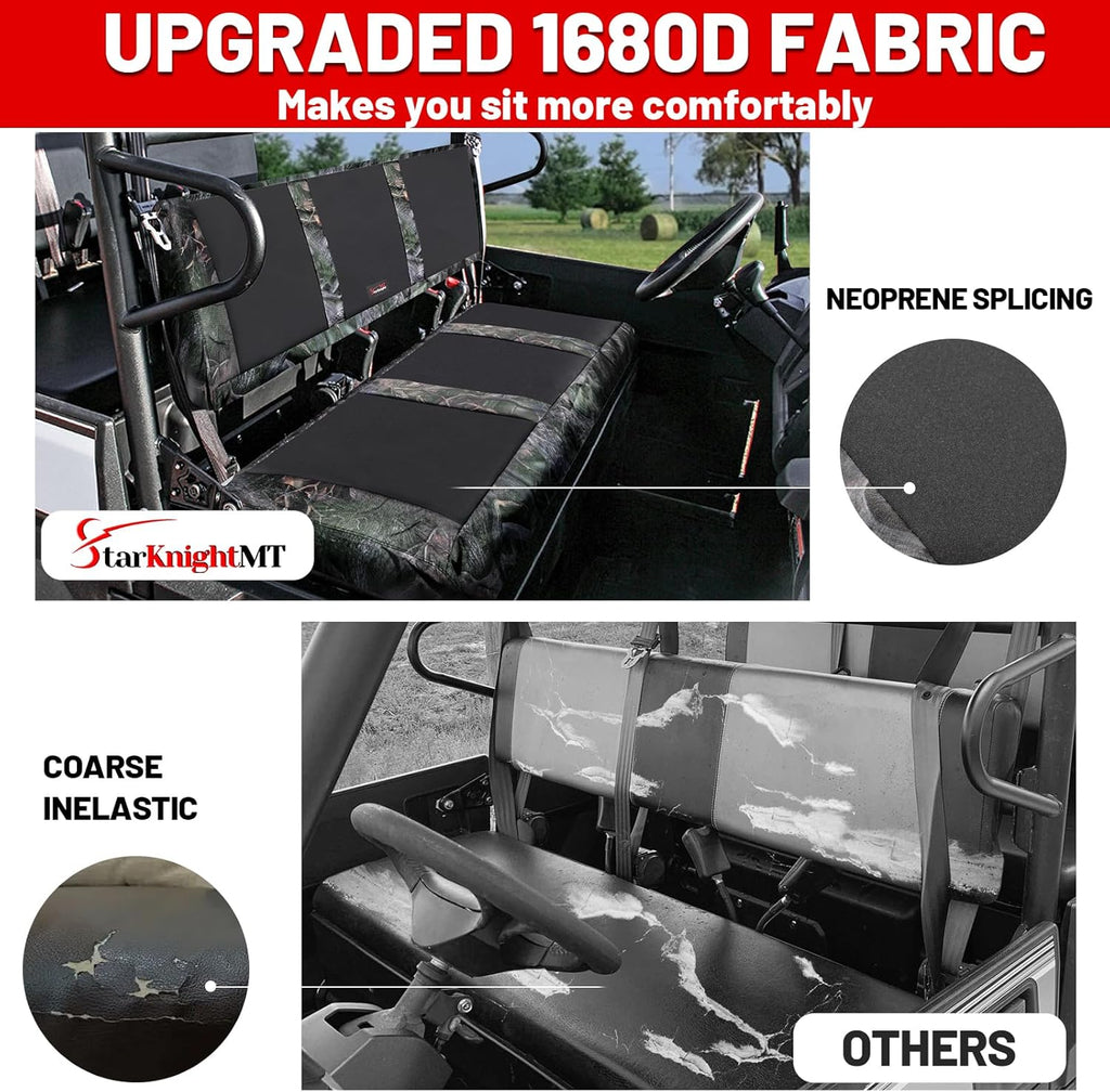 StarknightMT UTV Mule Pro Seat Covers 1680D Compatible with Kawasaki Mule PRO-FXT FX DXT DX 2015-2026 Waterproof Bench Seat Covers Accessories (Camouflage Spell Black)