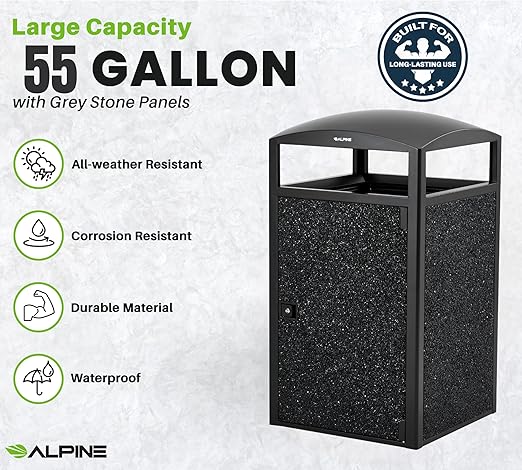 Alpine Outdoor Commercial Trash Can - Image 5