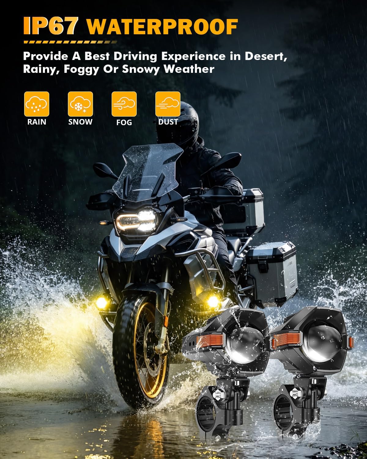 auxbeam mt8 series motorcycle fog lights auxiliary lights on a desk or shelf