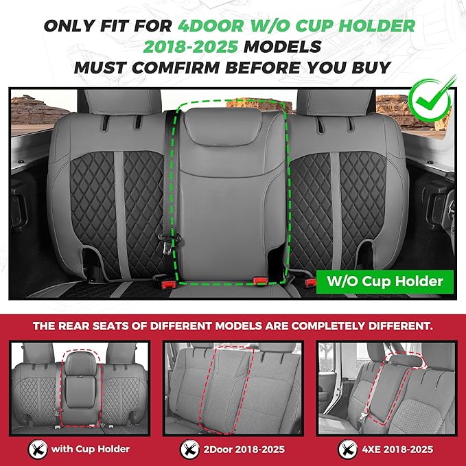 for Jeep Wrangler Seat Covers 4Door JL 2018 2019 2020 2021 2022 2023 2024 2025 - Image 2