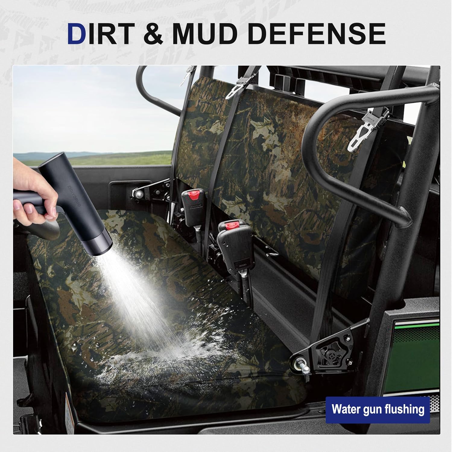 ZIDIYORUO Mule PRO Seat Covers Compatible with Kawasaki Mule PRO-FXT DXT FX DX 2015-2023 |Waterproof Coating UTV Bench Seat Covers | Sold in One Set, OEM Fit (KAF080-039) (Camo)