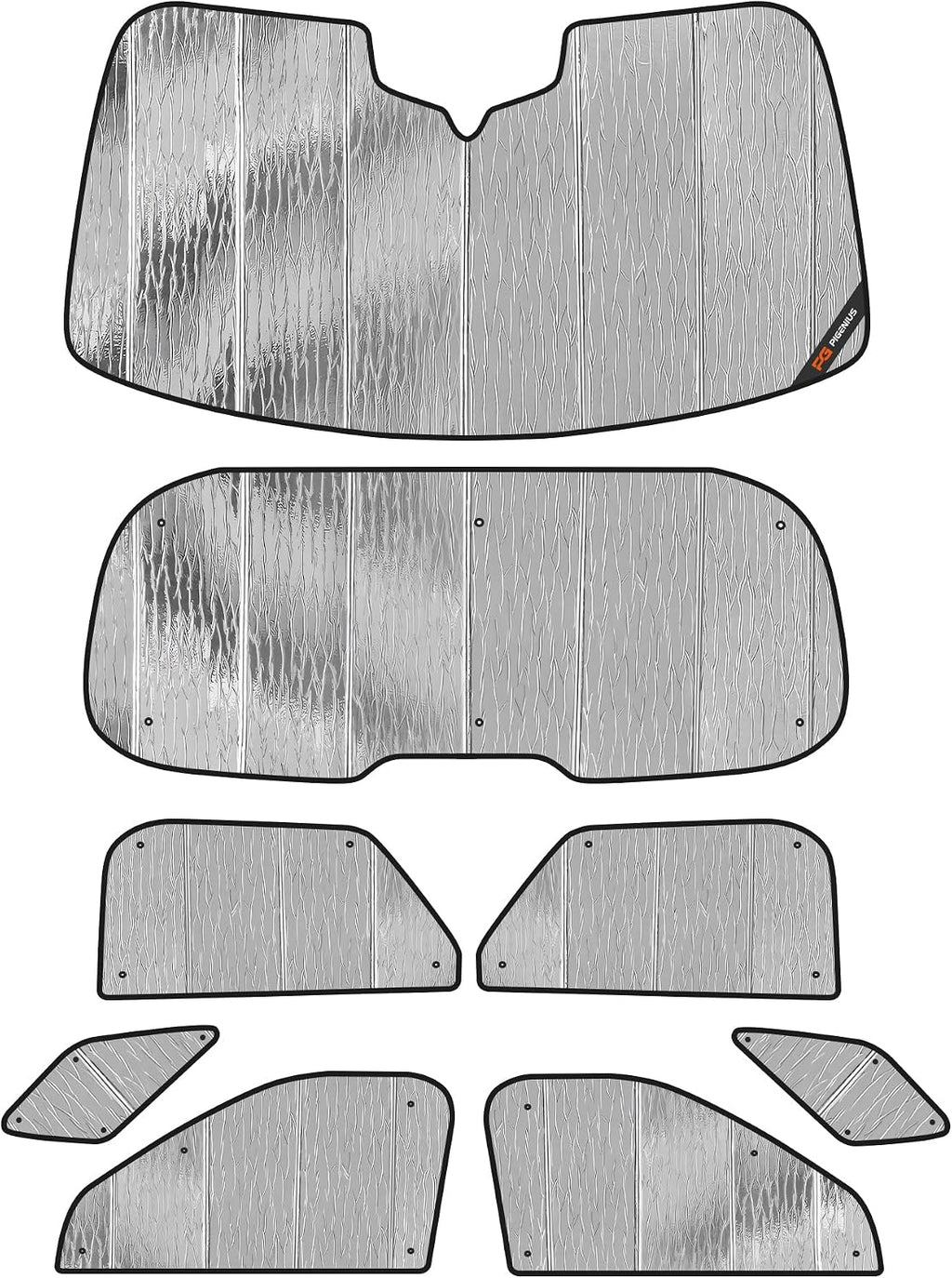 Pigenius Windshield & Side Sunshade for Ford Explorer (2020-2025) | Thick Foam Armor Custom Fit Full Vehicle Set (8-Piece)