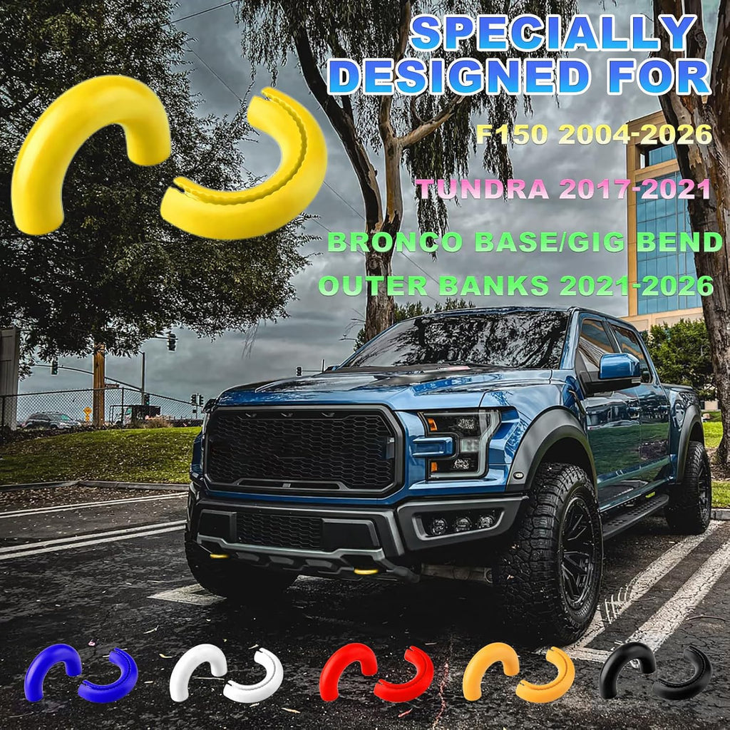 Tow Hook Cover for 2004-2026 Ford F-150 & 2021-2026 Bronco Base/Big Bend/Outer Banks, Compatible with 2017-2021 Toyota Tundra, F150 Accessories, Silicone Tow Hook Covers, Yellow (2 Pack)