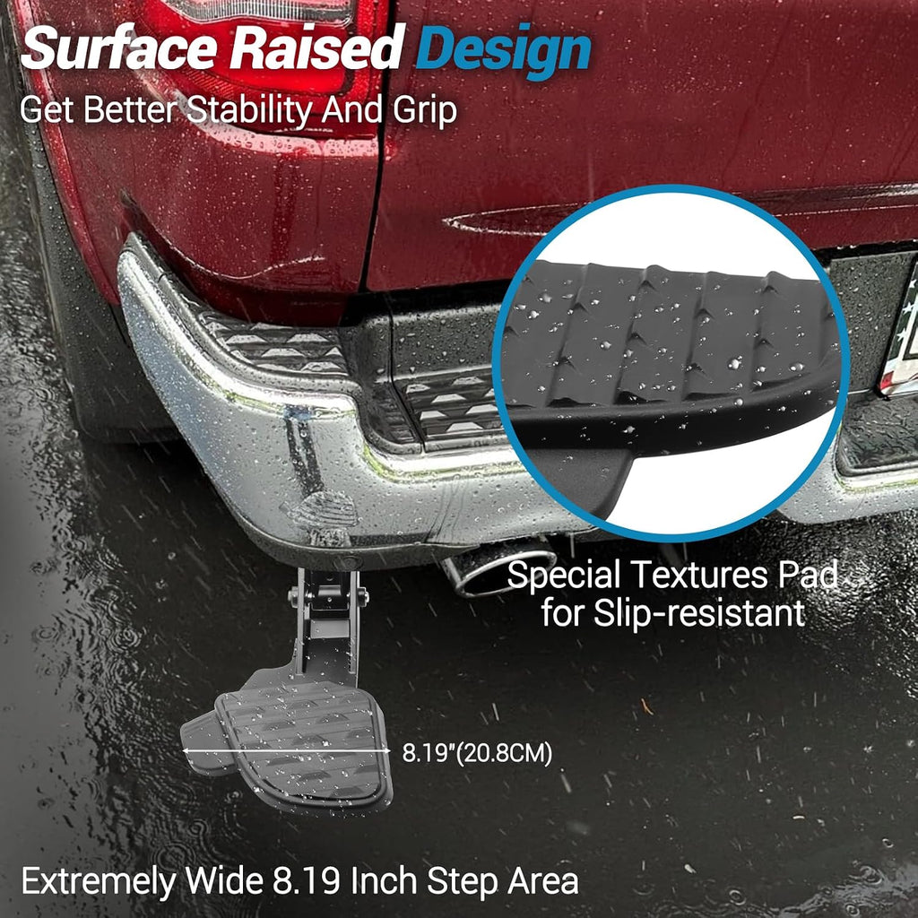 Rear Bed Step,Retractable Bed Step Bumper Step for Dodge Ram 1500 DT New Body Style with Dual Exhaust Vehicles 2019 2020 2021 2022 2023 2024, Replaces # 82215289AH 82215289AG