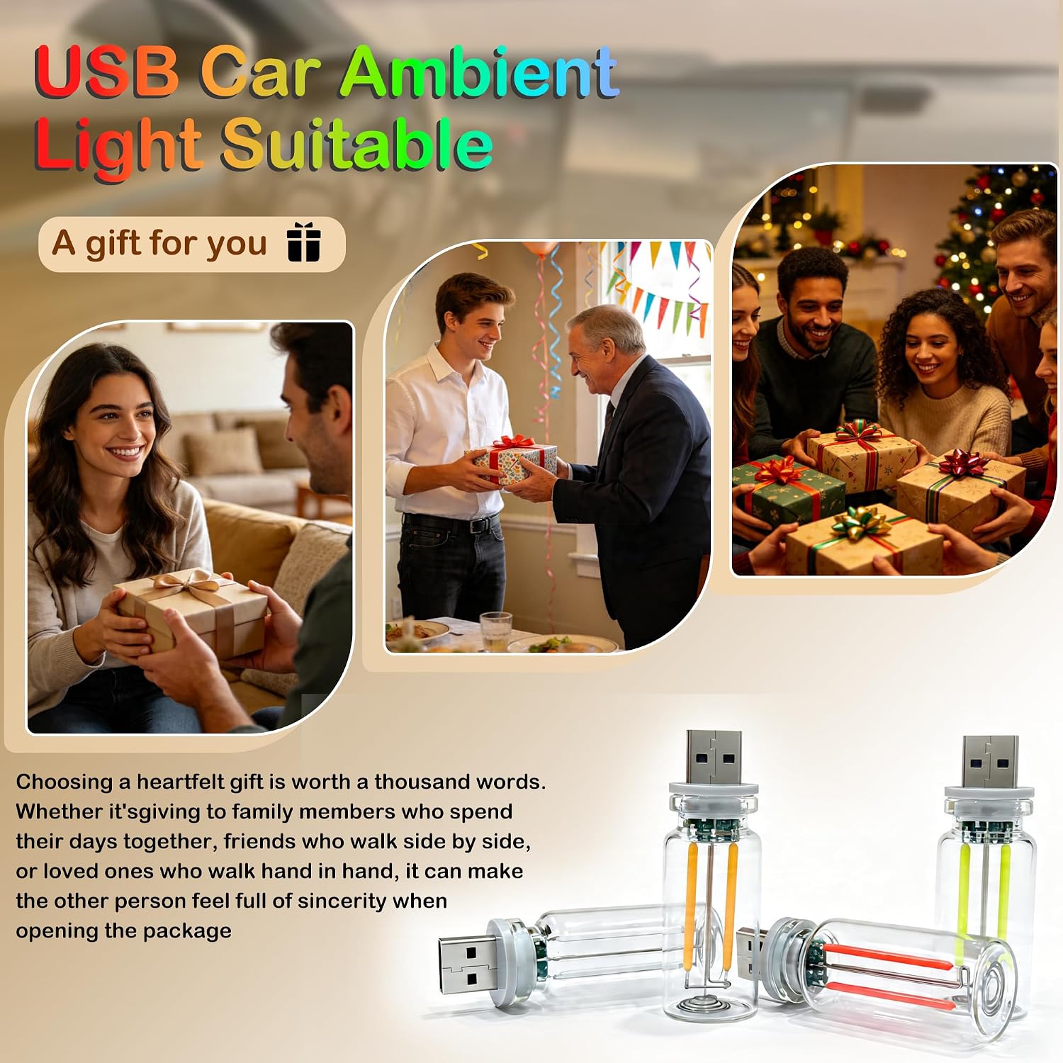 4 PCS USB Touch Dimmable Retro Glass Bottle Car Night Light | Portable design, 4 colors: Red Blue Green Purple, fits car interior, bedroom, hallway, indoor outdoor decor