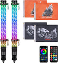 KEMIMOTO 2pc 2ft Fat Whip Lights for Side by Side, Turning Signal Function Compatible with Polaris RZR Can-Am Maverick X3, LED Whip Lights for UTV ATV Buggy Boat Offroad