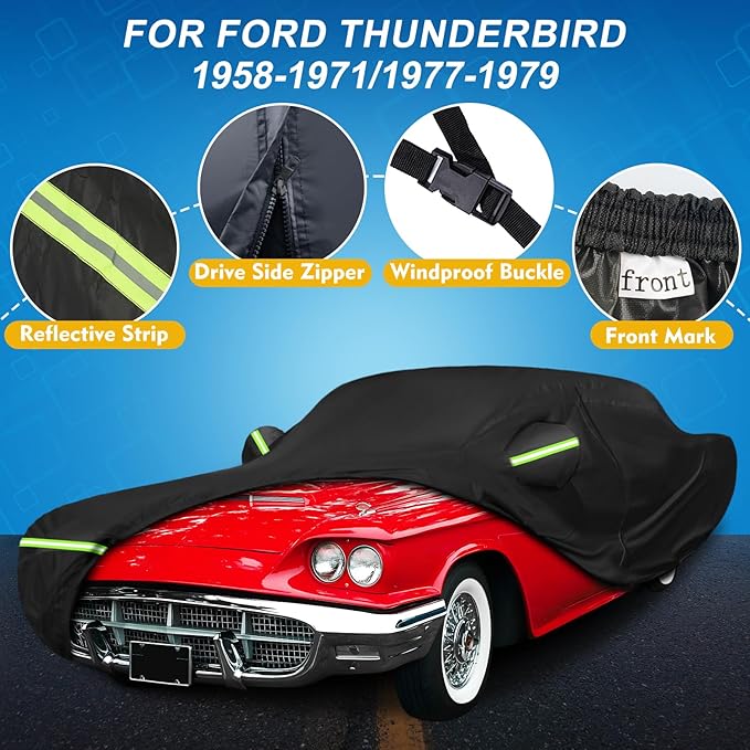 QUNSUNUS Car Cover for Ford Thunderbird 1958-1971/1977-1979 Waterproof All - Image 2
