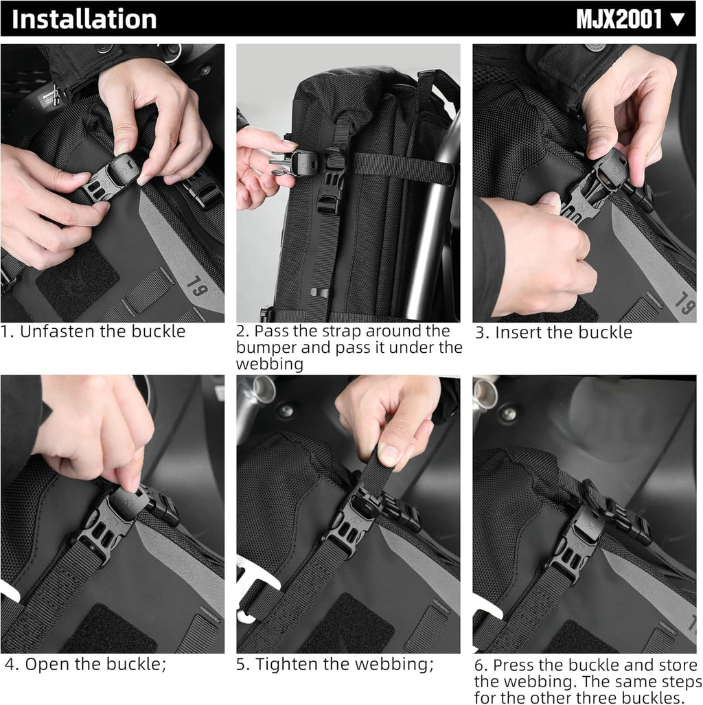 Rhinowalk Motorcycle Crash Bar Bag Waterproof 6L Motorcycle Frame Bag Saddle Bag Side Bag with Shoulder Strap (Black, 7L)