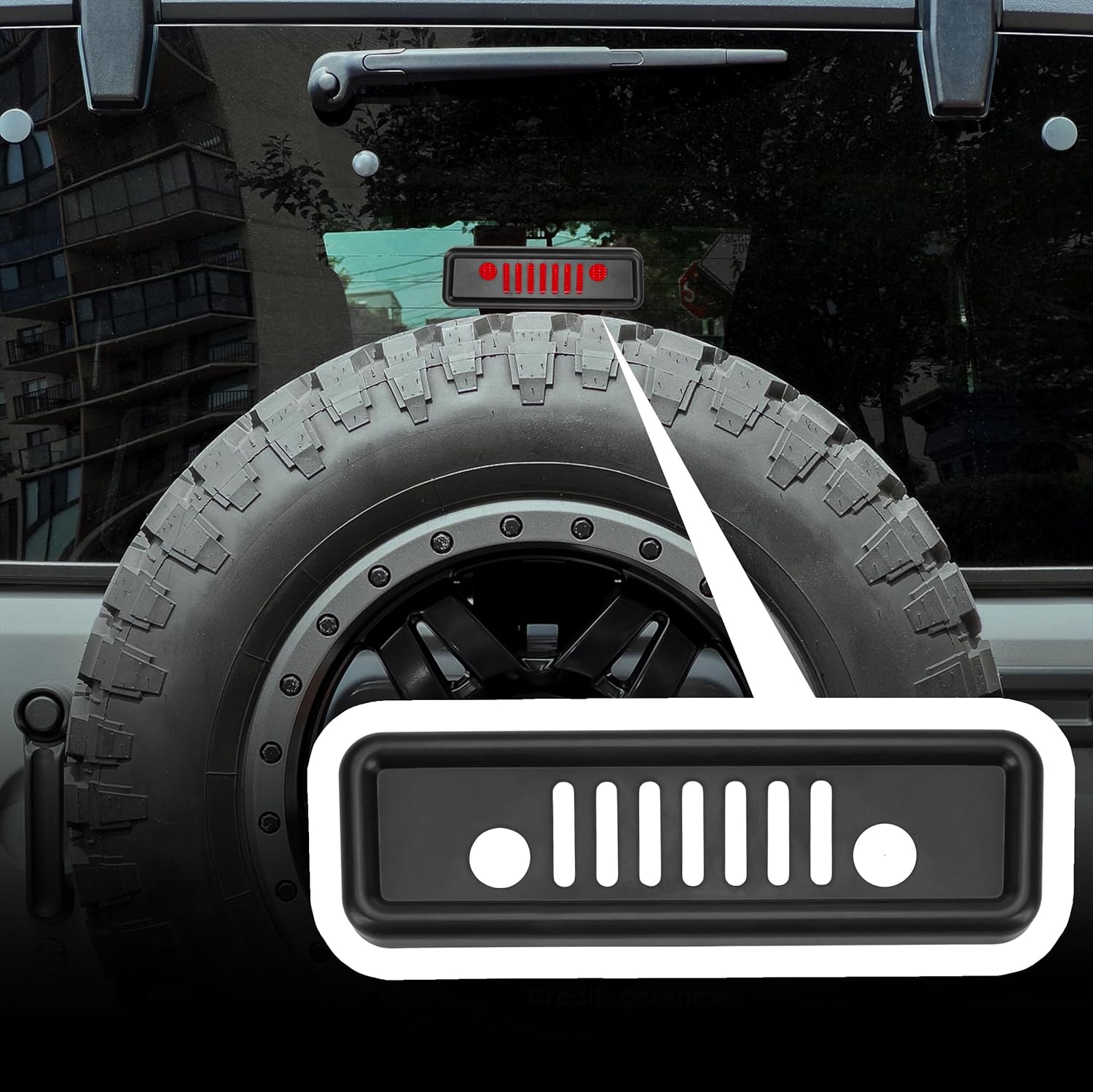 Jeep Rear Third Brake Light Cover Fit for 2007-2017 Wrangler JK JKU, High Centre Third Guard Decoration for Jeep JK Accessories, Dark Smoke Protector Trim High-Mount Grille, Automobile Tail Lamp Black