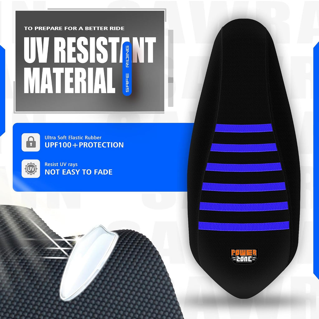 ATV Seat Cover Compatible with Raptor 700 700R, Anti-Slip Waterproof Rubber Seat Protector (Black Blue)