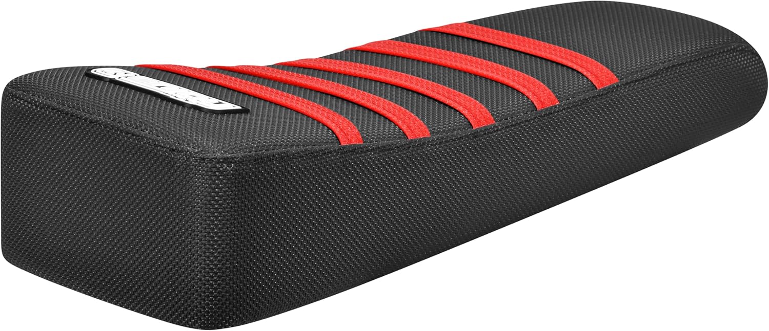 Enjoy Mfg Seat Cover - Compatible with Coleman CR 200 U Mini Bike #594 (All Black with Red Ribs)