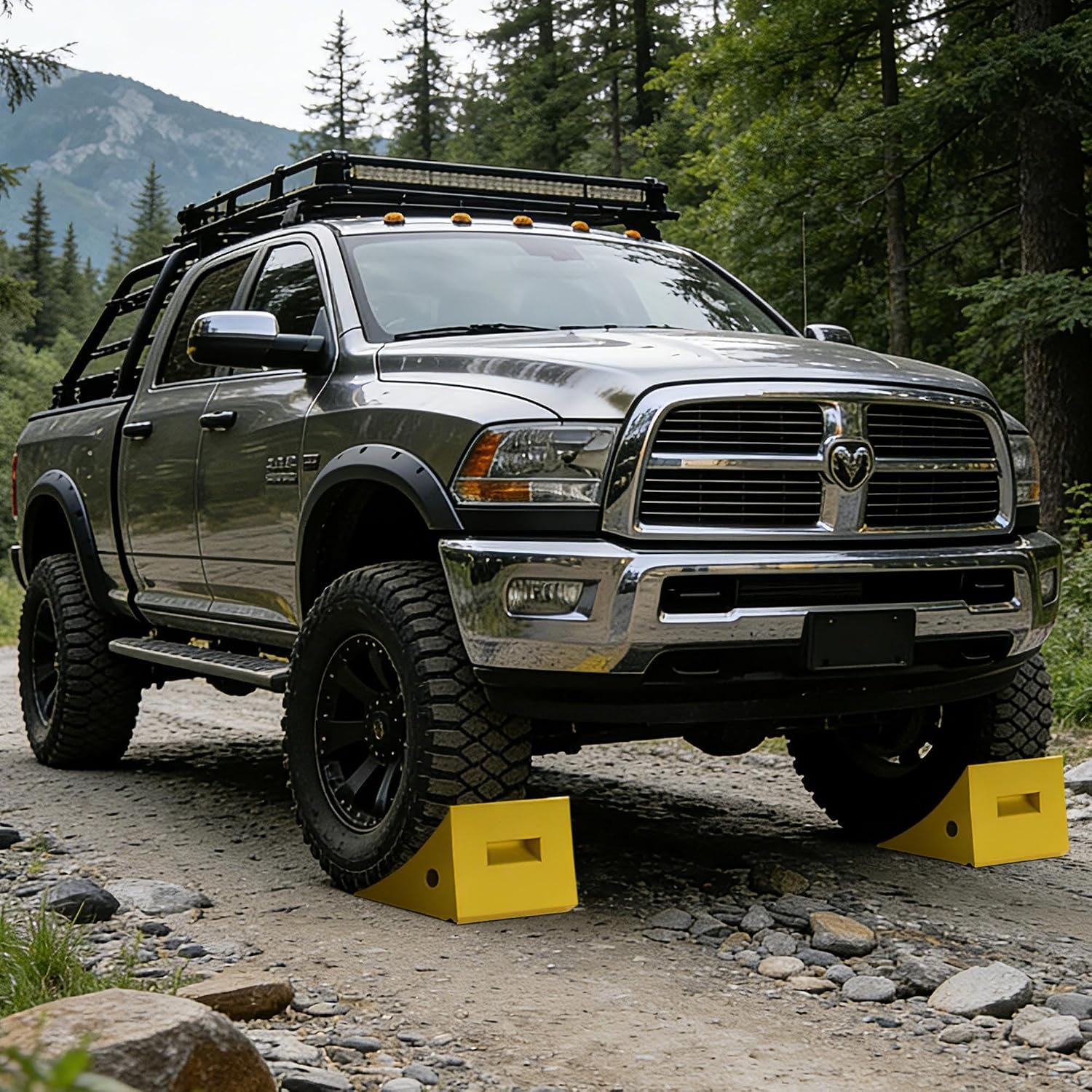 Yescom PU Wheel Chocks for Wheel Under 35" with 5ft Rope, 66,000 lbs Heavy | Duty Capacity, Lightweight Car Chocks for Off-road Car, Full-size Pickup, Heavy-duty Trucks