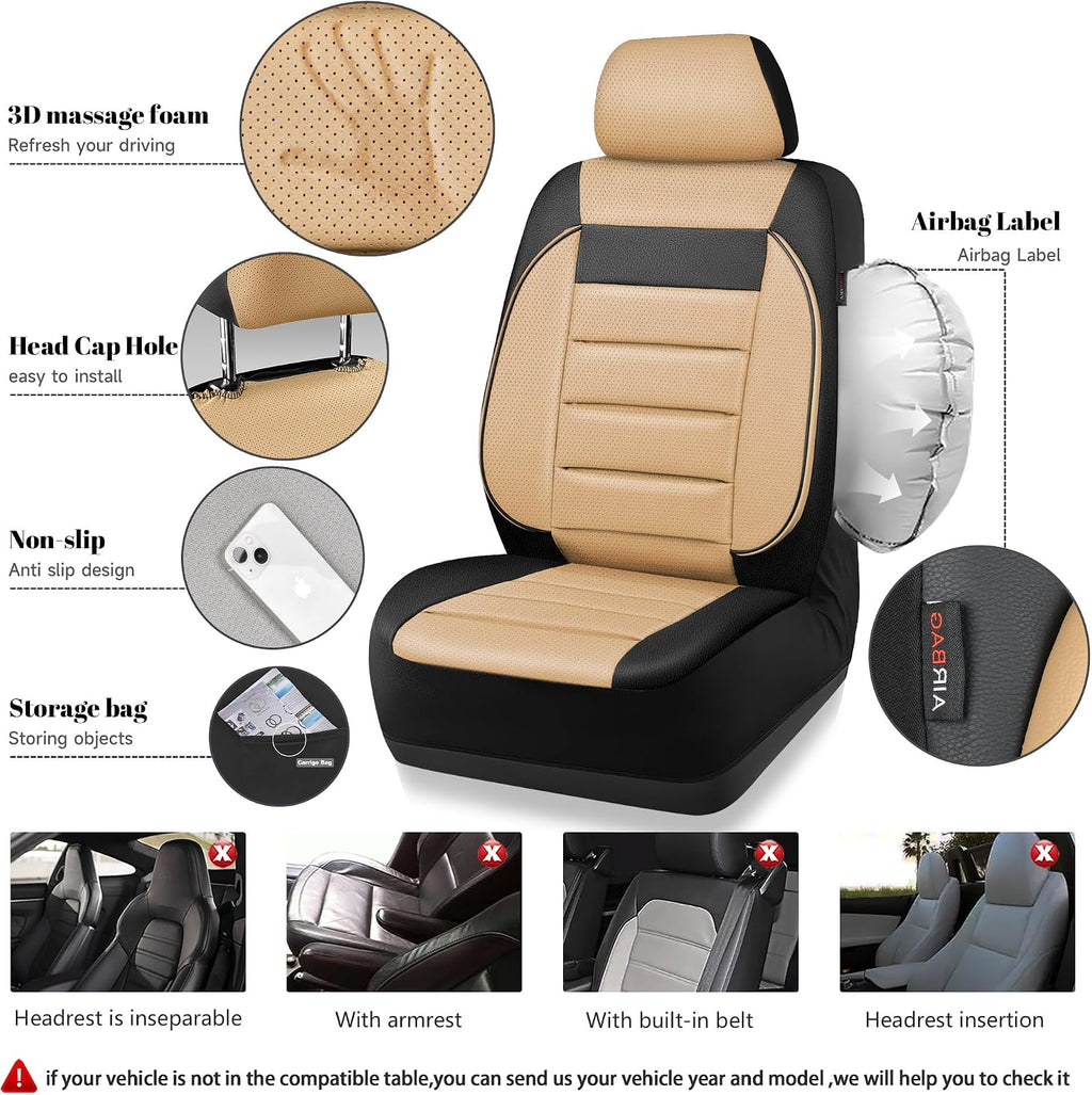 car pass faux leather car seat covers front, side view