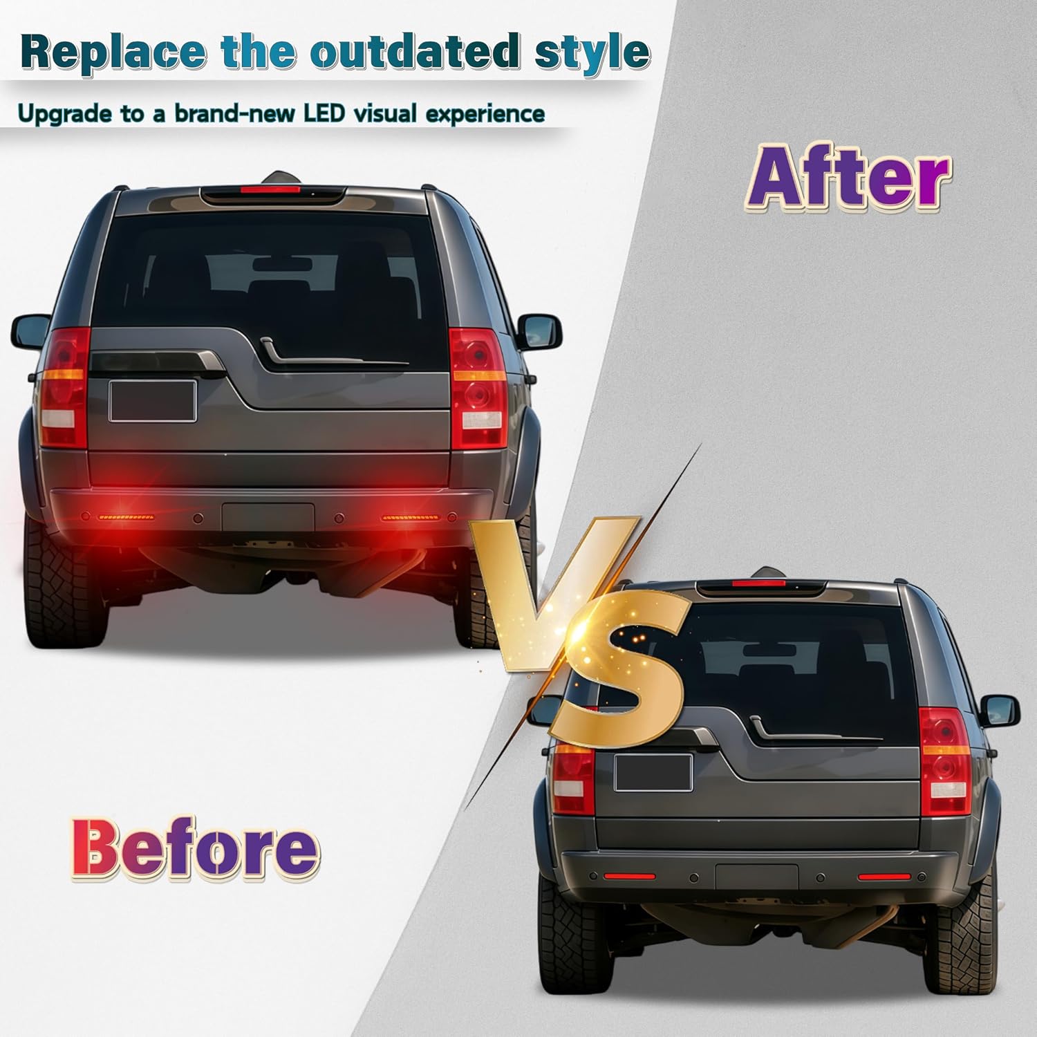 LED Rear Bumper Reflector Light Kit for 2005-2009 Land Rover LR3 Discovery 3, 2010-2016 LR4 Discovery 4, 2010-2013 Range Rover Sport, DRL & Turn Signal Light Tail Brake Fog Lamp (Smoked)