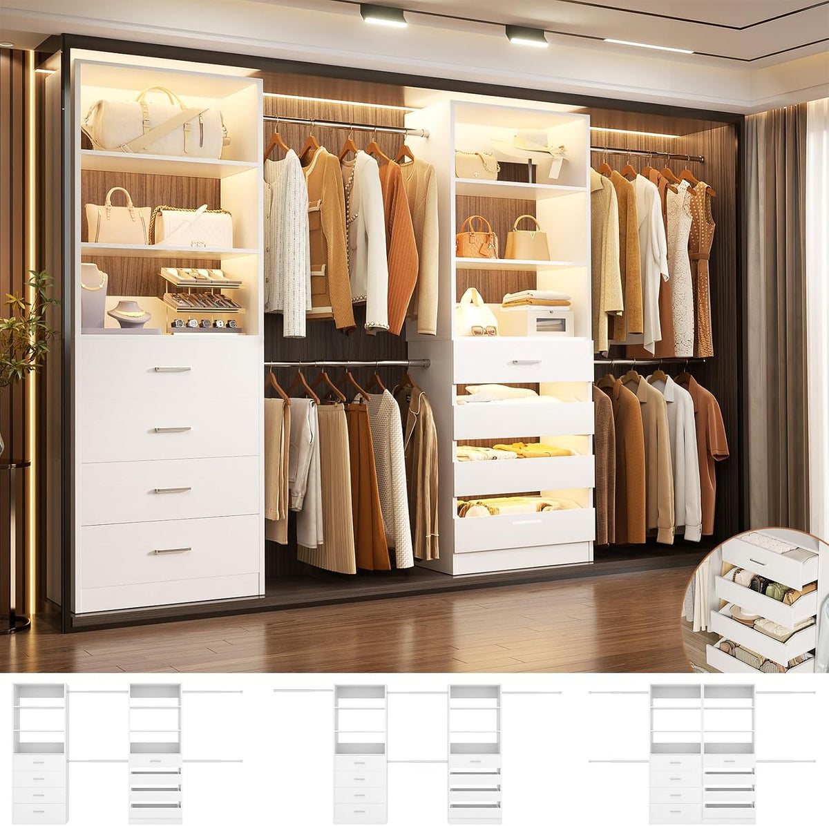 aheaplus closet system, 6-15ft closet organizer with 8, main product view