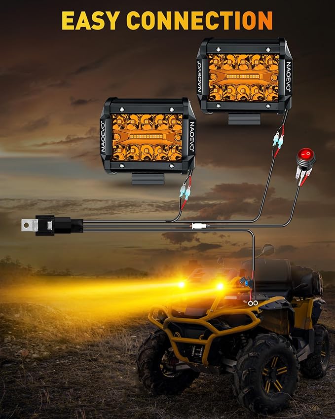 NAOEVO 4 Inch LED Pod Lights, Spot Flood Amber LED Fog/Driving/Off Road Lights - Image 7