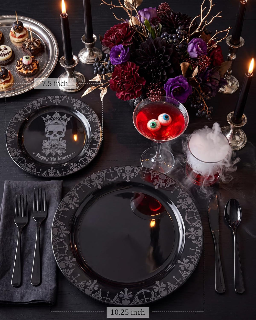 Hioasis Halloween Plastic Plates, 40-Pack, BPA-Free Heavy-Duty