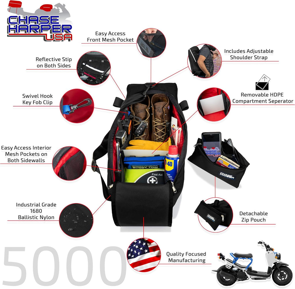 Chase Harper USA - Ruckus 5000 Under The Seat Bag - Compatible with All Ruckus Model Years With Stock Frame - Water and Tear-Resistant, Industrial Grade Ballistic Nylon – Black