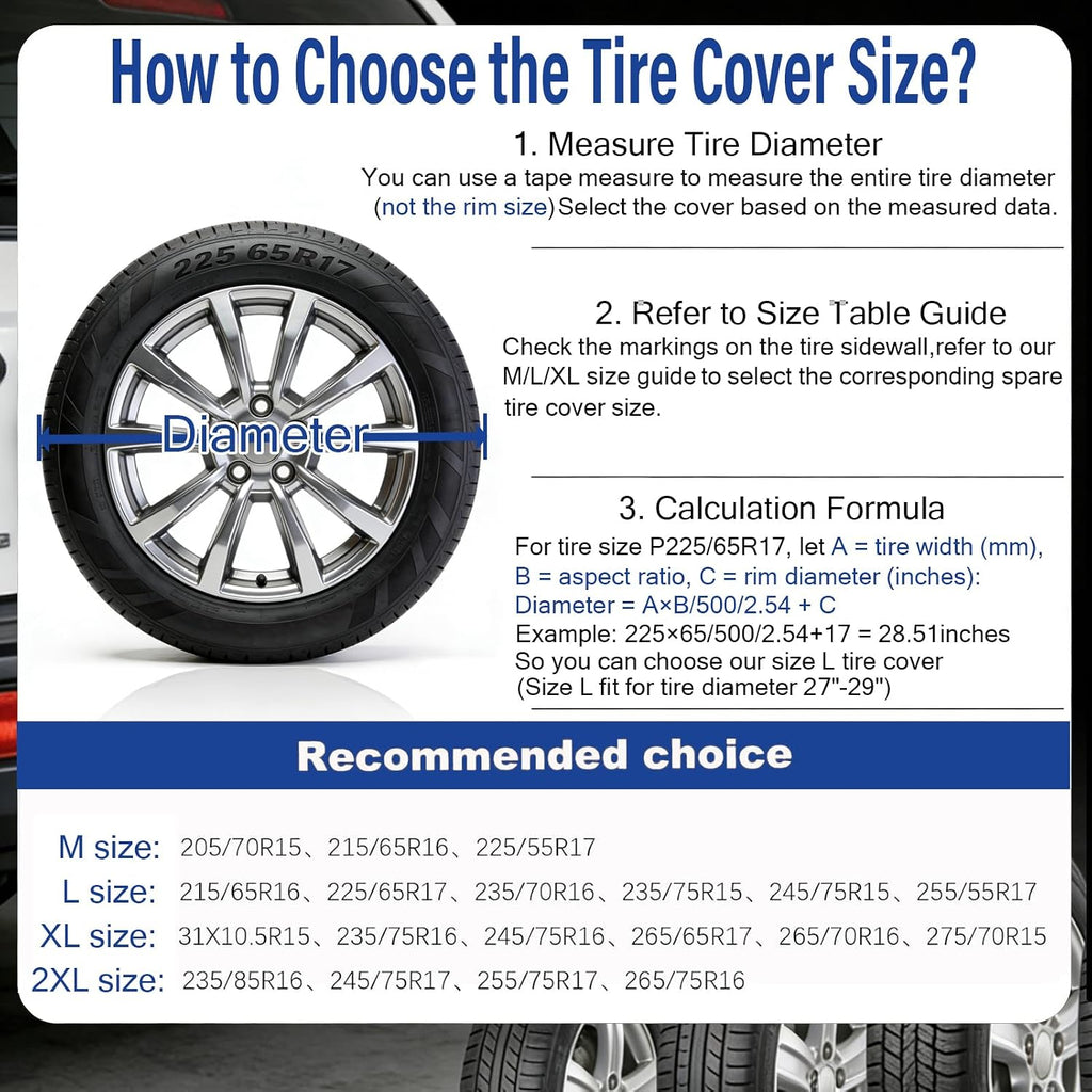 Spare Tire Cover,Waterproof Dust-Proof PVC Leather Tire Covers for Car,Truck,RV,SUV,Camper Trailer Universal,Tough Tire Wheel Soft Cover, Black(for Overall Wheel Diameter 27-29 inch)