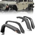 for Gladiator JT Flat Front and Rear Fender Flares with Turn Signal Lights Compatible with 2020-2026 Jeep Gladiator JT, Combo Wheel Fenders Heavy Duty Steel Mud Guard(4 PCS Kit)