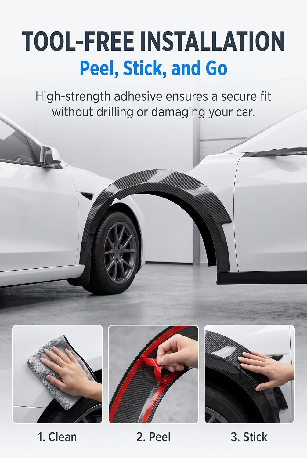 2 PCS Car Wheel Eyebrow Strips, Flexible PVC Fender Flare Arch Lip Trim, Anti-Collision Wheel Well Protector, Universal Exterior Accessories for Most Cars, SUVs, Trucks (Black)