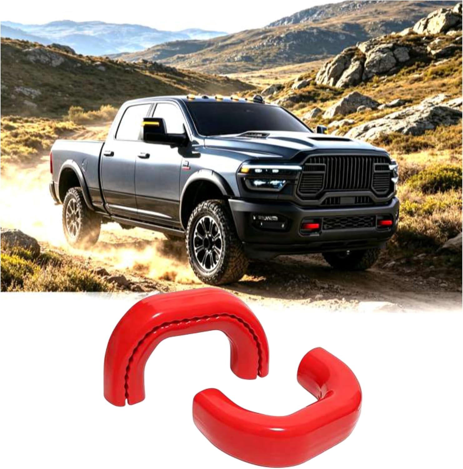 Tow Hook Covers for RAM 2500 3500 2019-2026, Thick Silicone Hitch Cover, Rustproof Weatherproof Front Tow Hook Protector