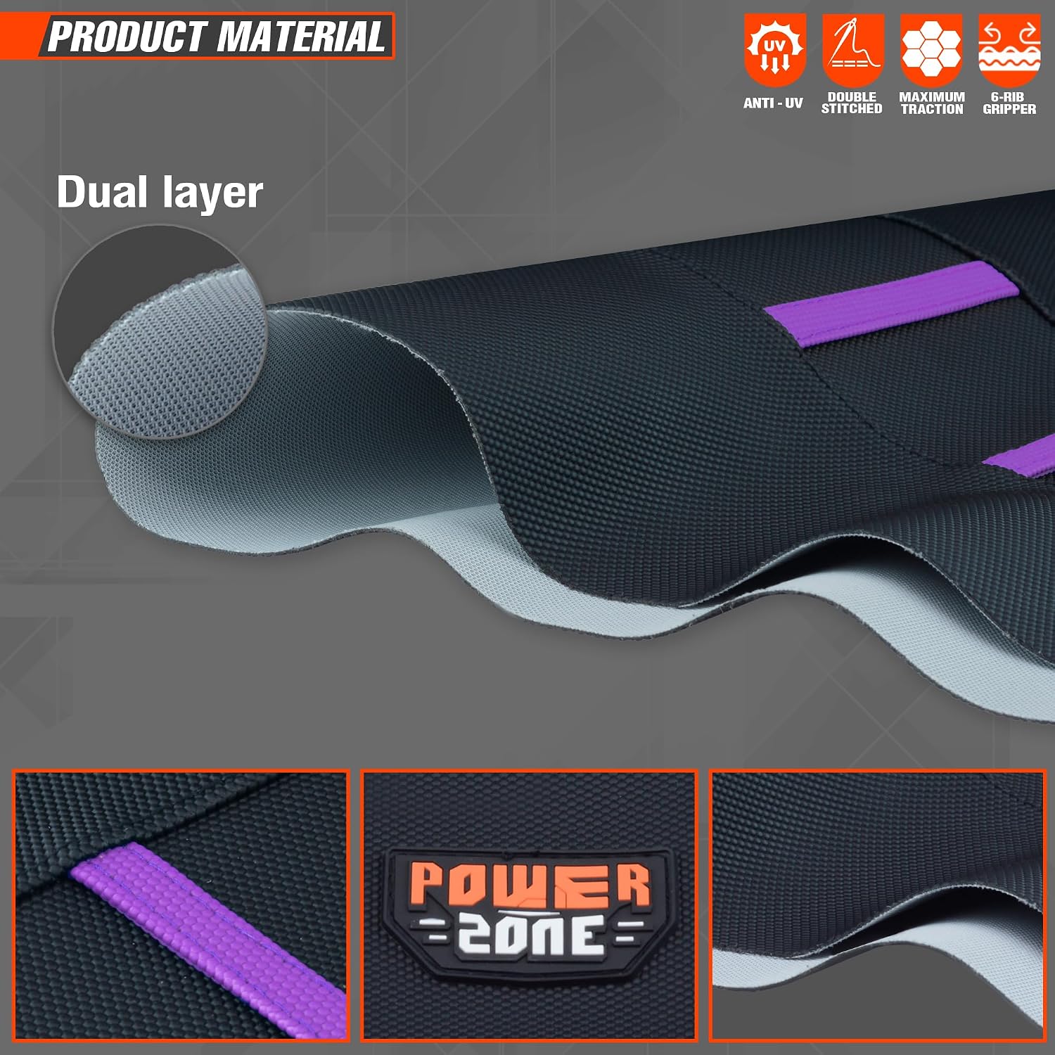 Universial Dirt Bike Seat Cover - Soft Ribbed Rubber Seat Covers for Motorcross Enduro (Purple)