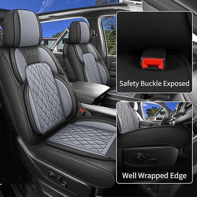Car Seat Cover Custom Fit for Dodge Ram 1500 2500 3500 2002-2024 Faux Leather - Image 3