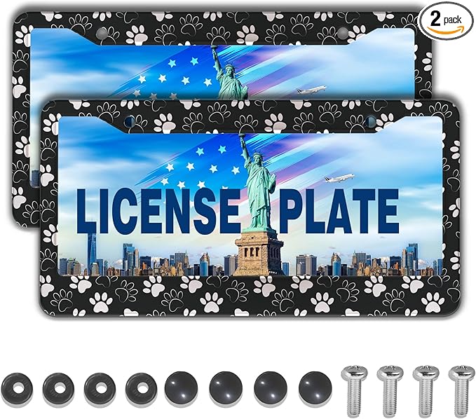License Plate Holder Black and White License Plate Frames Black White Dog Cat by Unknown