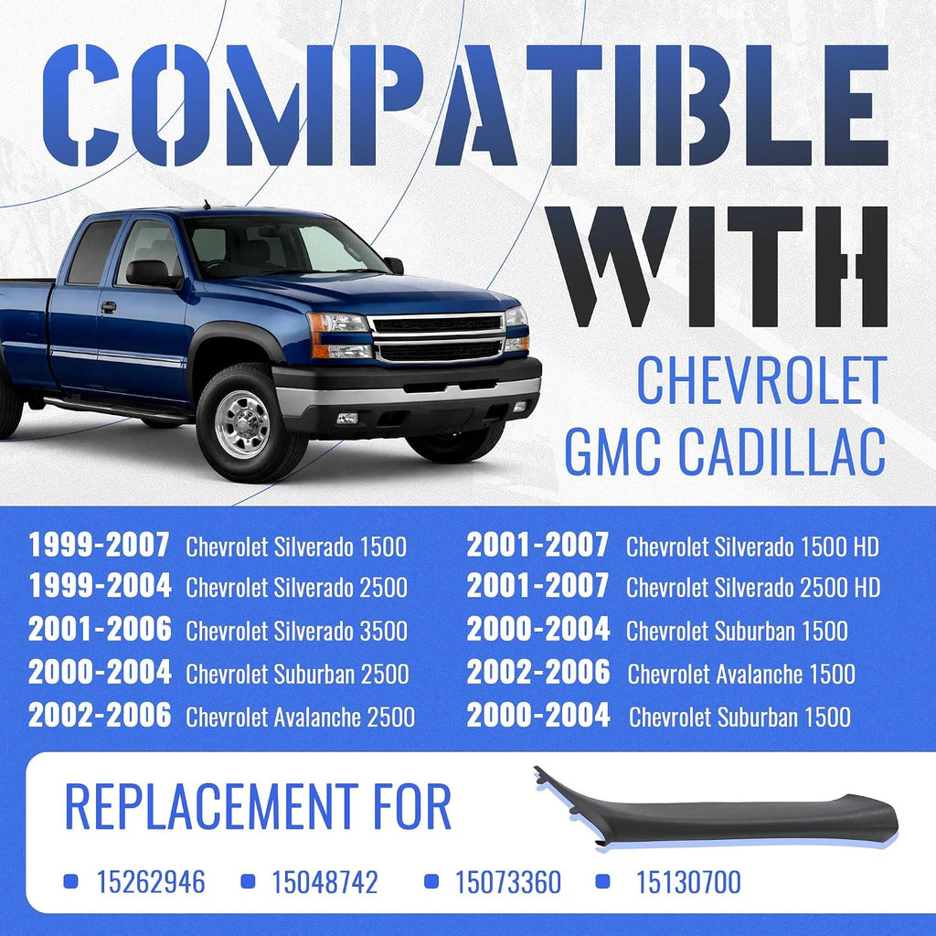 HECASA Windshield A Pillar Grab Compatible with 1999-2007 Chevy Chevrolet Silverado Suburban GMC Sierra Yukon Cadillac Escalade W/O Speaker Replacement for 15262946 Right Side Dark Gray