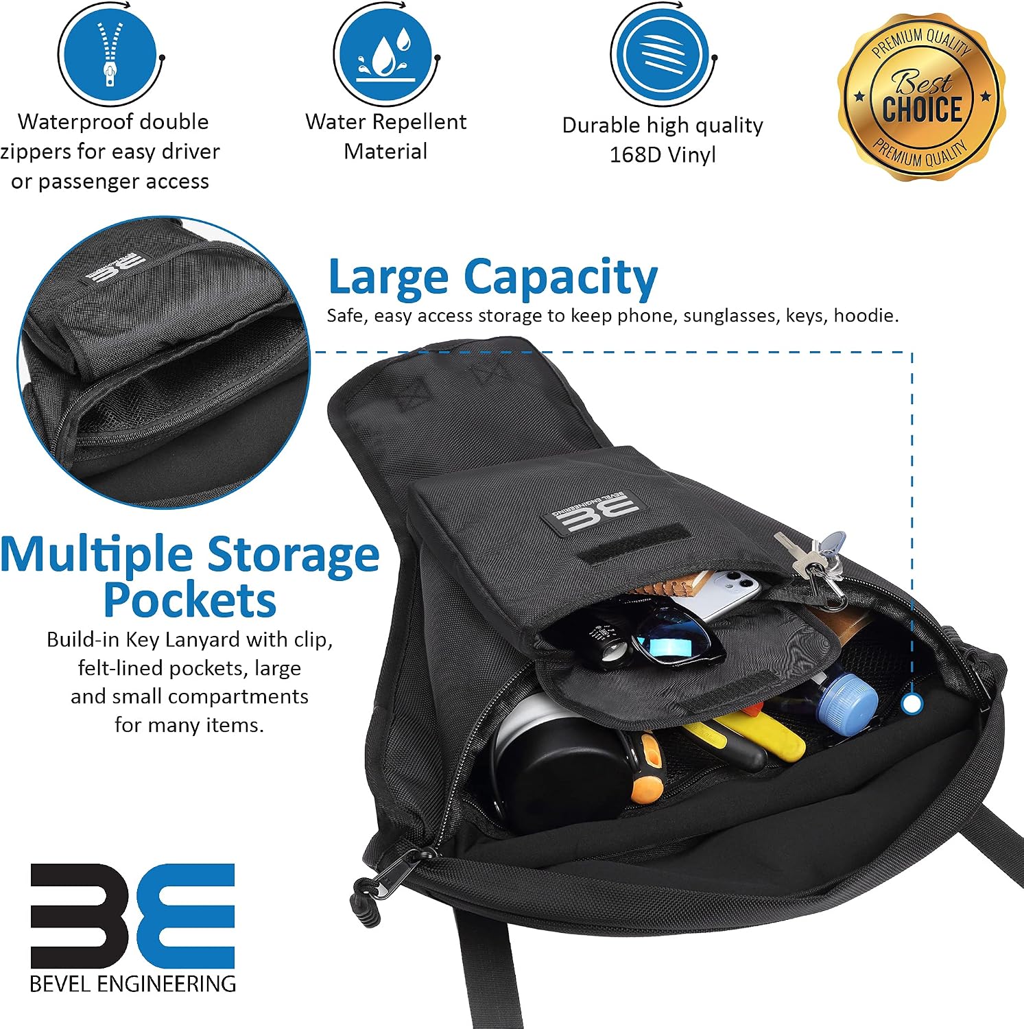 Storage Bag, UTV Cab Pack Center Seat Bag, Compatible With Polaris RZR 570 800 S 900 1000 XP
