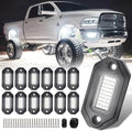 12 Pods Pure White LED Rock Lights and 6500K Super Bright, Aluminum Housing, Each Light with a 15FT Wire,432Chips IP68 Waterproof for Trucks Pickup SUV UTV ATV RZR Car Boats